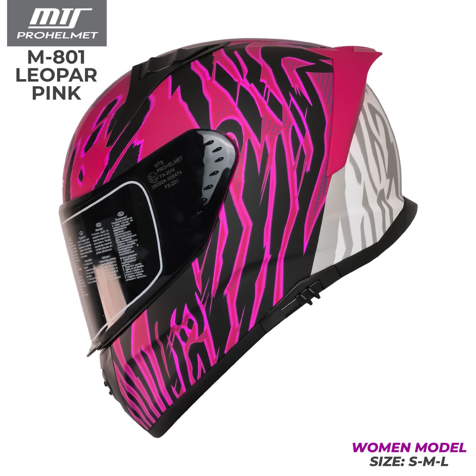MTS M-201 LEOPAR PINK FULLFACE KASK (SİYAH VİZÖRLÜ)